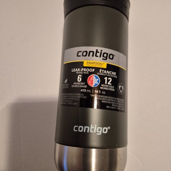 Contigo gray 16 fl oz gray leak proof 6 hour hot 12 hour cold snap seal mug - Picture 3 of 6